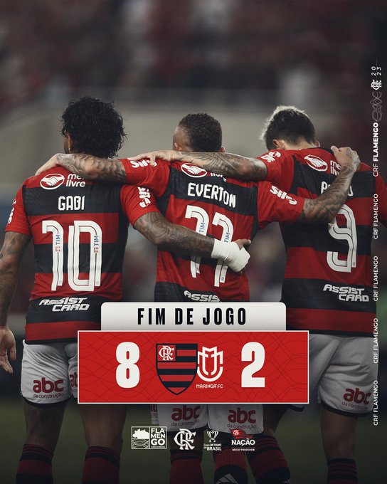 Flamengo goleia Maringá para se garantir nas oitavas da Copa do Brasil