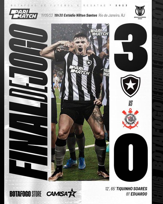 Com dois de Tiquinho, Botafogo vence e reassume a ponta do Brasileiro
