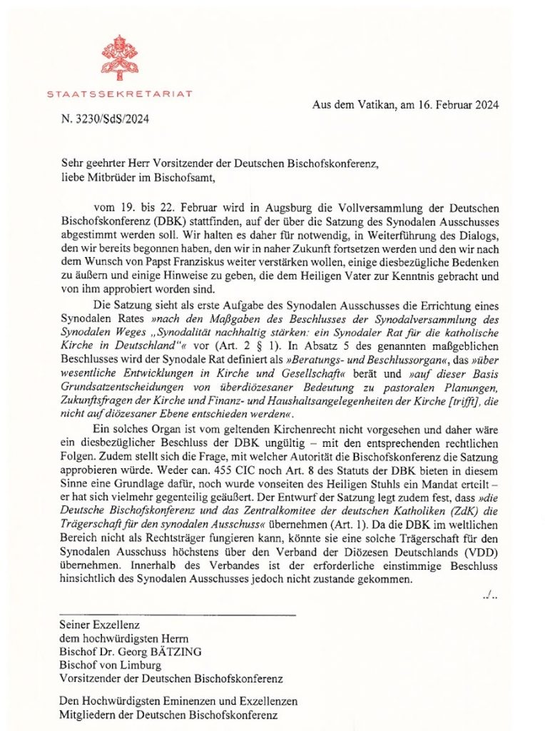 Papa acaba com cisma na Alemanha: texto completo da carta do Vaticano Papa acaba com cisma na Alemanha: texto completo da carta do Vaticano