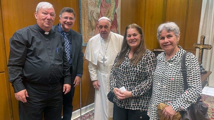 rei Hans Stapel, Nelson Giovanelli, Iraci Leite e Lucilene Rosendo relataram ao Papa Francisco os frutos e a amplitude da Fazenda da Esperança